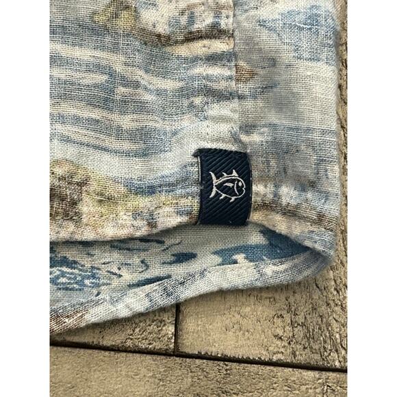 Southern Tide Size XL Linen Rayon Aquamarine Pierside Sport Shirt Soft - Picture 6 of 8